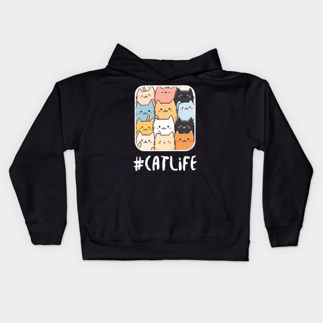 Hashtag CATLIFE Cat Photo Kids Hoodie by Eine Creations